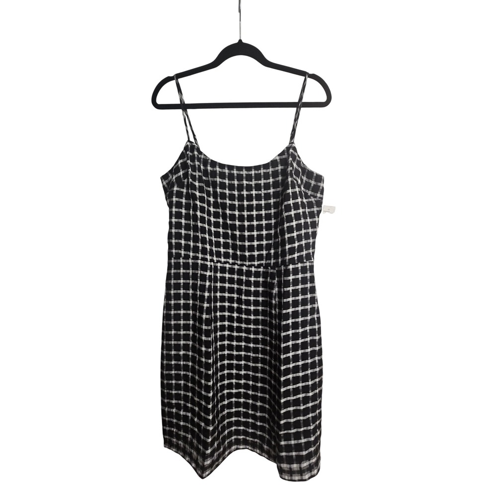 Dress The Population Black White Grid Print Mini Dress Spaghetti Strap NWT L‎